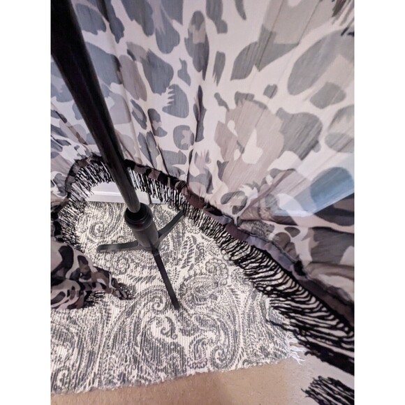 Cruise Club Ladies One Size Brown/White/Black Sheer Leopard Fringe Cover-Up NEW - Picture 5 of 12